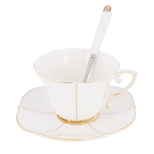 ARTVIGOR Lotus Leaf Shape Gold Rimmed Turkish Coffee Set of 12, New Bone China Espresso Cup Sets of Teacups, Saucers and Spoons for 4, Ivory White