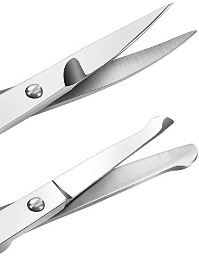 Premium Quality Multipurpose Facial Hair Scissor For Men - Mustache, Stainless Steel Pedicure Nail Scissor, Nose Hair And Beard Trimming Scissor, Eyebrows, Eyelashes And Ear hair Scissor (Pack Of 2)