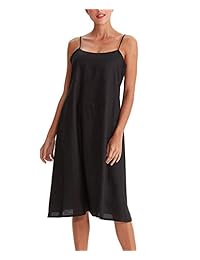 Amazhiyu - Vestido de tanque de lino para mujer con bolsillos, sin mangas, casual, de verano