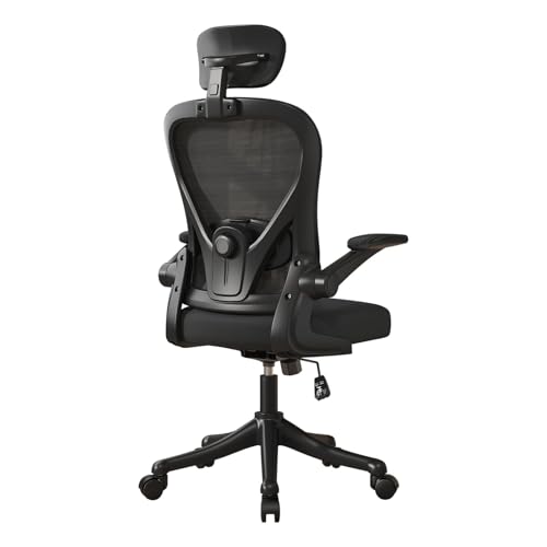 VIDITA Silla de Escritorio Ergonómica Oficina reposabrazos Ajustables Negro | Reposabrazos ajustables Silla de oficina de malla Relleno de espuma blanda en la zona lumbar, con soporte lumbar ajustable