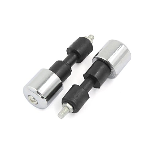 uxcell Universal Motorcycle Street Bike 7/8" Handlebar Grips Bar End Caps Sliver Tone 2pcs