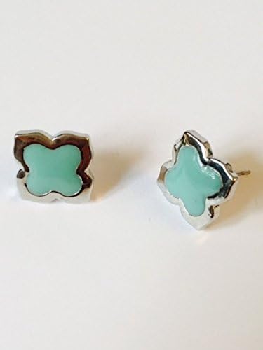 Amythyst Enamel Colored Four Leaf Clover / Flower Stud Earrings