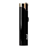 Aomai Slim Metal Jet Torch Flame Lighter Grinding Flint Butane Gas Windproof Cigarette Lighter - Black