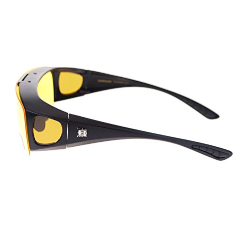 Barricade Large Mens Polarized Flip Up Fitover Sunglasses Black Yellow
