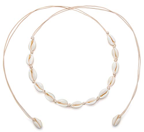 Qceasiy Shell Choker and Anklet for Women Summer Beach Natural Shell Necklace(Begie Set)