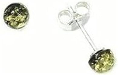 GREEN BALTIC AMBER & STERLING SILVER STUD EARRINGS