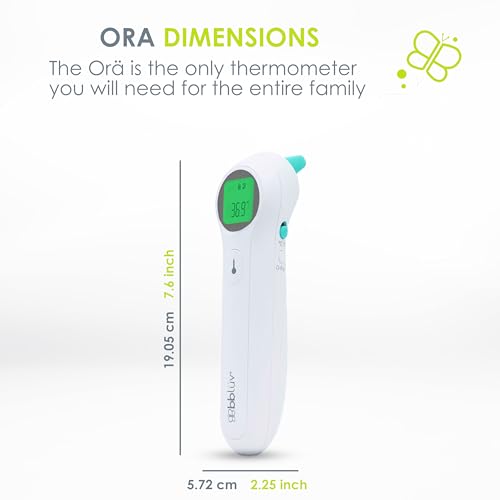 bblüv - Orä - Non-Contact Digital Infrared Thermometer, Ear Thermometer - 5 in 1 in LED Display, for Babies, Children, and Adults Tracking Fever Indicator – Fast 1 Second Temperature