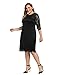 Chicwe Women's Stretch Lined Plus Size Lace Shift Dress Knee Length with Scalloped Hem and Cuff