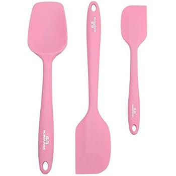 G.a HOMEFAVOR 3-piece Silicone Spatula Set Heat-Resistance Baking Rubber Spatulas BPA Free Pink