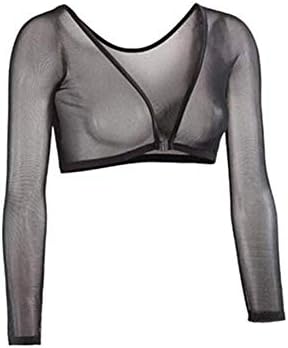 Women Mesh Plus Size Seamless Arm Shaper Crop Top Shirt Blouses, Slim Upper Sleeves Lightweight Armwear Wrap