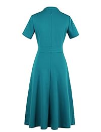 Wellwits vestido de cóctel con cuello y agujero frontal en forma de cerrojo, con corbata de moño, estilo vintage de 1940, para mujer.