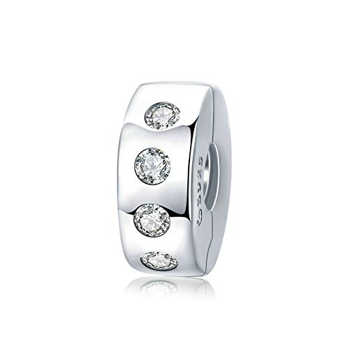 FeatherWish Sterling Silver 925 Classical Classic Stylish Family Friend Clip Stopper Bead Spacer Charm Fits And Compatible With Pandora Bracelets