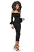 Corala Women Off Shoulder Ruffle Long Sleeve Bodycon Party Midi Dress,Black,Large