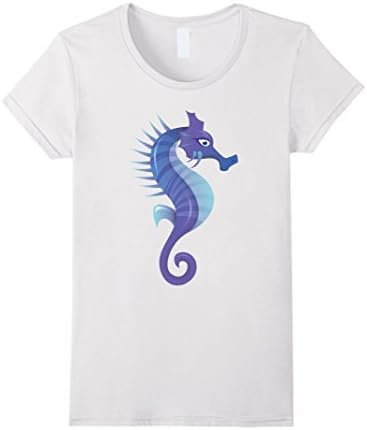 Women's Seahorse T-Shirt Ocean Love Nautical Marine Blue Fish Tee XL White