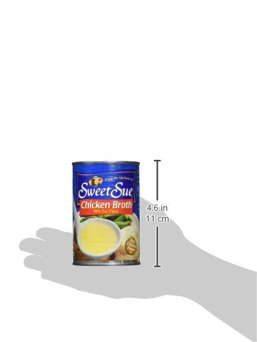 SWEET SUE Canned Chicken Broth, 14.5 Ounce Cans (Pack of 24), Fat Free, Great for Chicken Noodle Soup or Chicken and Rice Soup, Packaged Chicken Broth for Use in Chicken Creations,
