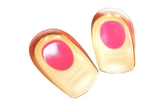 SturdyFoot Silicone Gel Comfort Heel Cups Pads/Insoles/Inserts (Medium (Pink Dot) UK 3-6.5/EU 36-40)