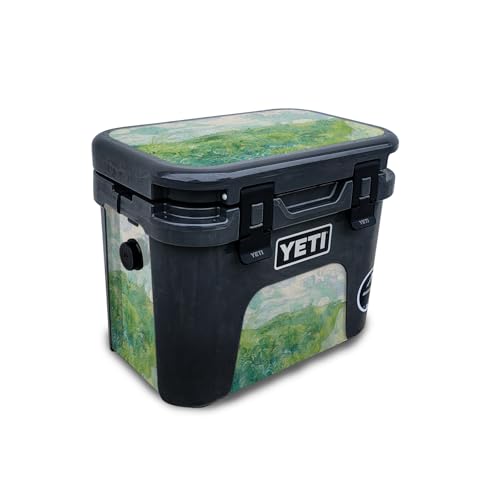 Glossy Glitter Skin Compatible with Yeti Roadie 15 Hard Cooler - Green Wheat Fi…