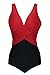 Zando Colorblock Plus Size Tummy Control Swimwear V-Neck One Piece Swimsuit Bathing Suit for Women