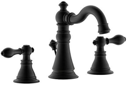 Derengge F-8805-MT 8" Two Handle Widespread Bathroom Sink Faucet with Pop up Drain,Meets UPC cUPC NSF AB1953 Lead Free Standard,Matte Black