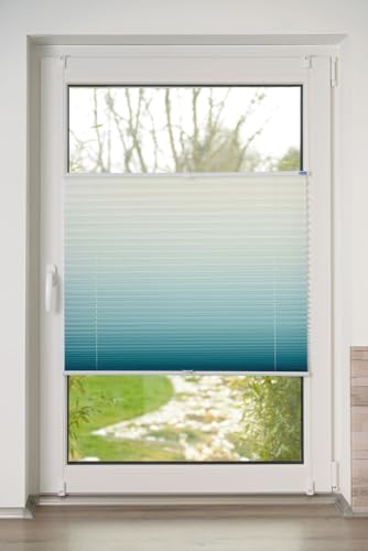 K-home Klemmfix-plisse kleurverloop petrol 115cm x 130cm (B x L)