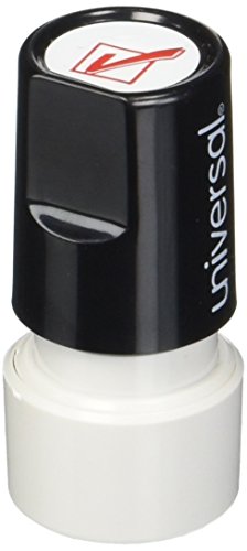 Universal 10075 Round Message Stamp, CHECK MARK, Pre-Inked/Re-Inkable, Red