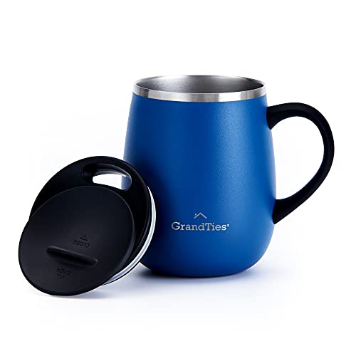 Grandties Insulated Coffee Mug with Handle Sliding Lid for Splash