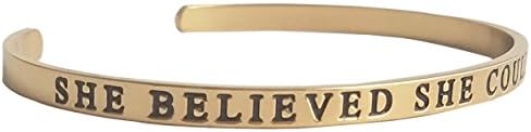 She Believed She Could So She Did - Inspiring Cuff Bracelet
