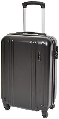 Strong 4 Wheel Luggage ABS Hard Shell Lightweight Zip Around Digit Lock Black Travel Bag- Atlas (Cabin)