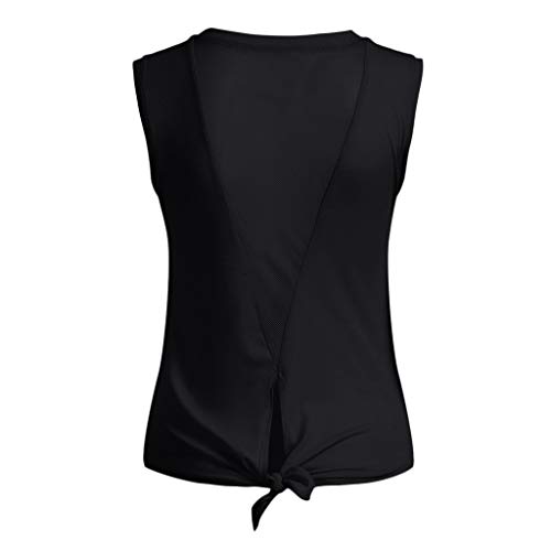 Keliay Bargain Women Cute Yoga Workout Mesh Shirts Activewear Sexy Open Back Sports Tank Tops - Thumbnail 2