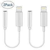Lightning to 3.5mm Headphone Jack Adapter Dongle iPhone 8/8 Plus/iPhone X/iPhone 7/7 Plus iPod Touch iPad Lighting Earphone Connector Aux Audio Cable Support (white1) (White)