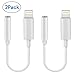 Lightning to 3.5mm Headphone Jack Adapter Dongle for iPhone 8/8 Plus/iPhone X/iPhone 7/7 Plus iPod Touch iPad Lighting Earphone Connector Aux Audio Cable Support iOS 10.3 or 11 Later (White) (White)