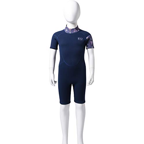 image for Dark Lightning 3/2mm Youth Girls Wetsuit, Kids Neoprene Thermal Shorty