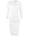 OUGES Womens V-Neck Knee Length Ruched Sheath Dress
