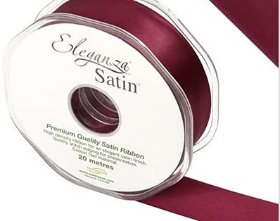 ELEGANZA Double Faced Satin 25mm x 20m Burgundy No.17, 25 mm x 20 m