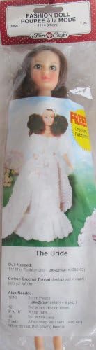 Fibre Craft FASHION DOLL 11" Tall w Combable BROWN HAIR, Panties, Pair of Shoes & 'The BRIDE' CROCHET PATTERN