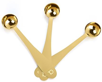 Apace Living Tea Scoop (Set of 3) - Stainless Steel Measuring Spoons for Loose Leaf Tea, Coffee and More (S, Gold)