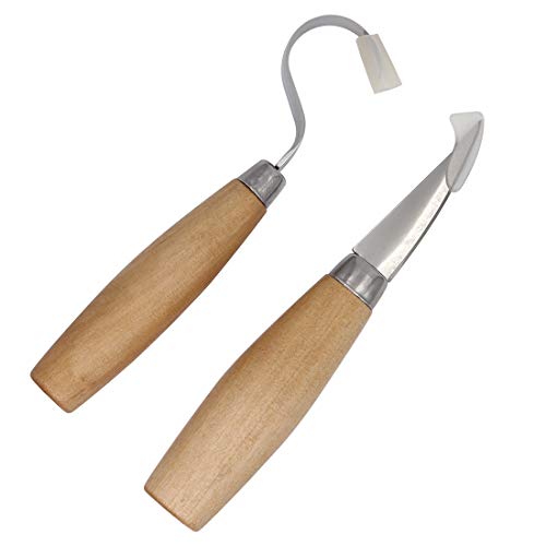 SZQHT Wood Carving Hook Knives Set for Carving Spoons Bowls Kuksa and Cups Right Handed Spoon Carving Tools for Professional Spoon Carvers and Beginners