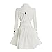 ForeMode Women Swing Double Breasted Wool Coat with Belt Buckle Spring Mid-Long Long Sleeve Lapel Dresses Outwear(White XXL)