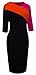 HOMEYEE Women's Elegant Patchwork Half Sleeve Business Bodycon Pencil Dress 449 (6, Black + Orange + Pink)
