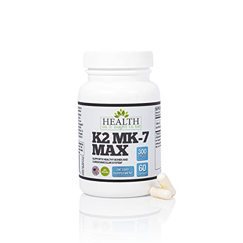 Vitamin K2 MK7 MAX REFORMULATED Extra Strength 300mcg Per Capsule. 60