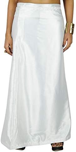 Satin Silk Saree Petticoat Solid Underskirt Indian Sari Inner wear Free Nada (Royal Blue)