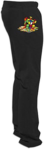 EVALY Men's Melting Rubik`s Cube Funny Short Sweatpants Black