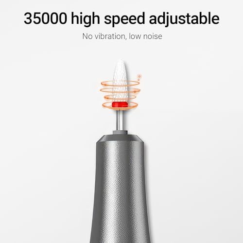 JESWO Drill para Uñas Profesional 35000 RPM, 6 en 1 Pulidora para Uñas, Torno Electrico para Uñas, Velocidad Regulable, Poco Ruido para Manicura y Pedicura Profesional
