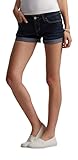 Aeropostale Women's Dark Wash Cuffed Denim Midi Shorts