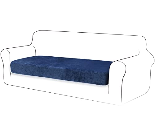TIANSHU Velvet Stretch Cushion Cover Sofa Cushion Slipcover Furniture Protector Sofa Seat Cover for Couch 1 Piece Velvet Cushion Covers for Sofa(Sofa,Aegean Blue)