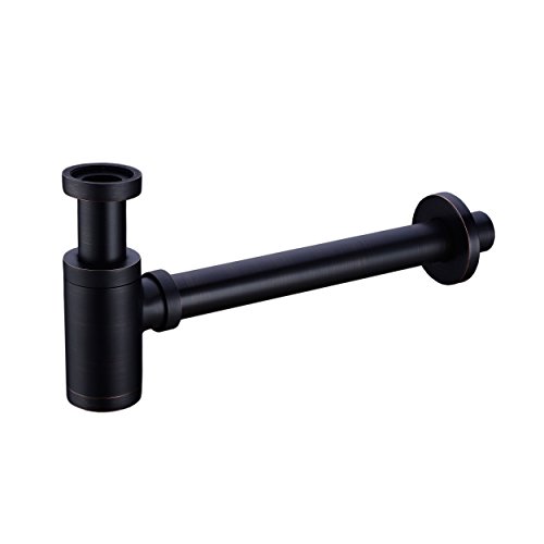 Brass Round Bottle P Trap, Basin Sink Waste Trap Drain Tube Kit Adjustable Height, Oil Rubbed Bronze Finished