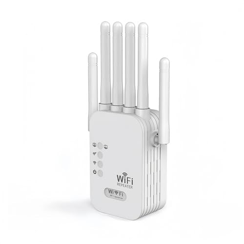 Lullaxx Wifi Extender,Wifi Repeater, Wifi Signal Booster,1200M Dual-Band Enhanced Repeater, Wireless Signal Amplifier, 2.4 & 5.8G High-Power Ap Router.Easy Settings（6-Antenna White）