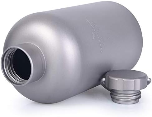 Titanium water bottle with straightforward design, high lid, and anti features, priced at $38.99.