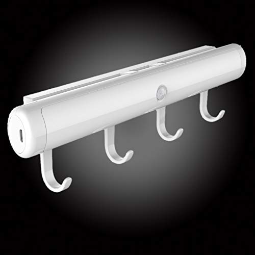 BXROIU LED Night Light Motion Sensor USB Rechargeable,Removable Coat Hook Sensor Wardrobe Lighting for Room, Hallway, Basement, Garage, Closet (Cold White)