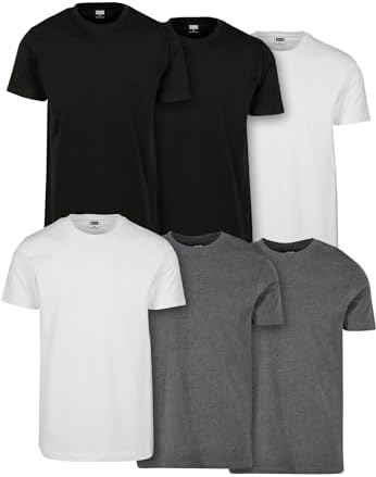 Basic Tee 6-pack, Camiseta para Hombre, Negro/Negro/Blanco/Blanco/Carbón/Carbón, XL
